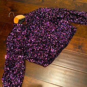 Long sleeve sequin crop top